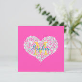 Invitation Grand Coeur Diamant, Monogramme Or, Nom Du Script (Debout devant)