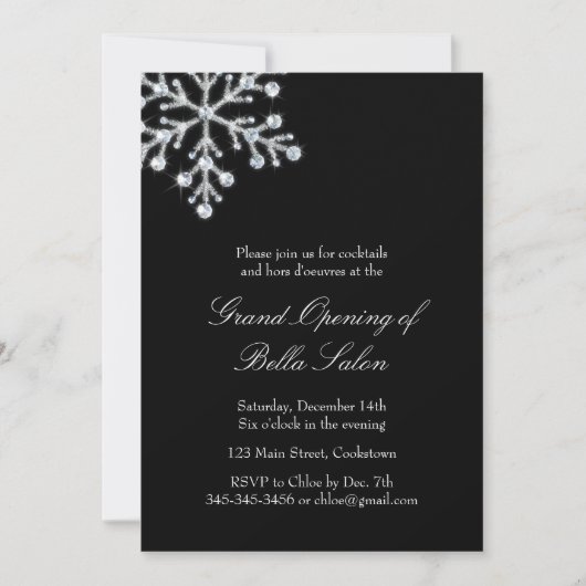 Invitation Grand Décalage d'ouverture Crystal Snowflake (noir (Devant)