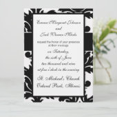 Invitation grand design damassé blanc et noir (Debout devant)