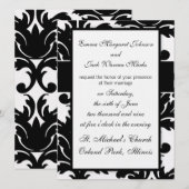 Invitation grand design damassé blanc et noir (Devant / Derrière)