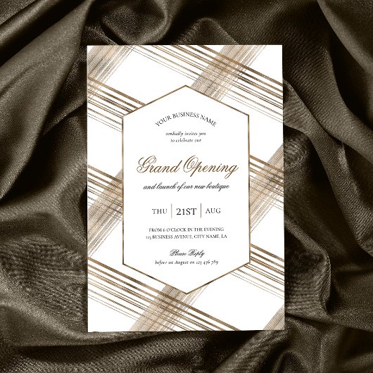 Invitation Grand événement d'ouverture White & Gold Elegant C