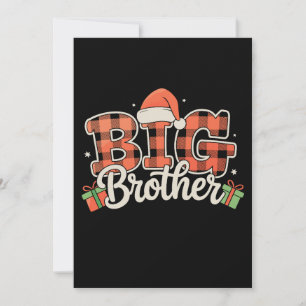 Invitation Grand frère chapeau de Père Noël Noël rouge carrea
