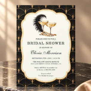 Invitation Grand Gatsby Art Déco Baby Shower de Mariée