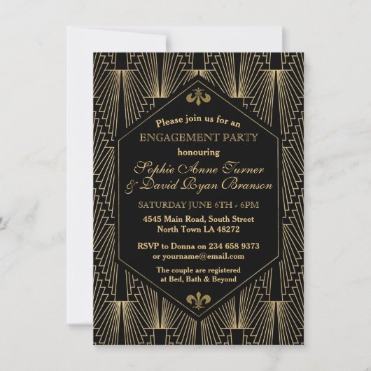 Invitation Grand Gatsby Art Déco des années 20 (Devant)