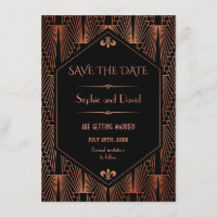 Grand Gatsby Cuivre Art Déco Mariage Enregistrer L