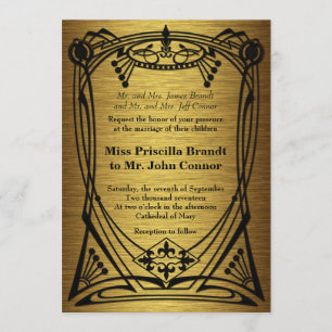 Invitation Grand Gatsby d'or Art nouveau Mariage