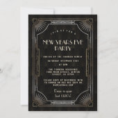 Invitation Grand Gatsby Gold de luxe 20's New Year's Eve Part (Devant)