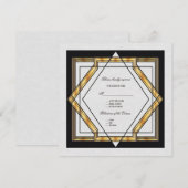 Invitation Grand Gatsby Or Art Déco Mariage Blanc (Devant / Derrière)