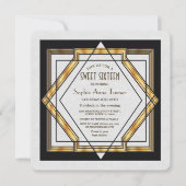 Invitation Grand Gatsby Or Blanc Art Déco 1920 SWEET 16 (Devant)