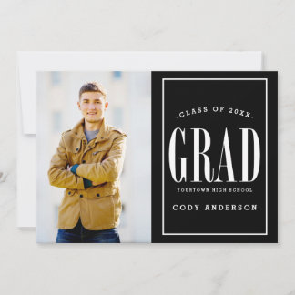 Invitation Grand gras | White Text Photo Graduation Party