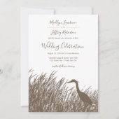 Invitation Grand Héron Bleu dans l'herbe marécageuse rustique (Devant)