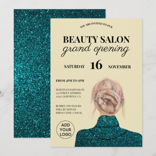 Invitation Grand inauguration du salon de parties scintillant (Devant / Derrière)