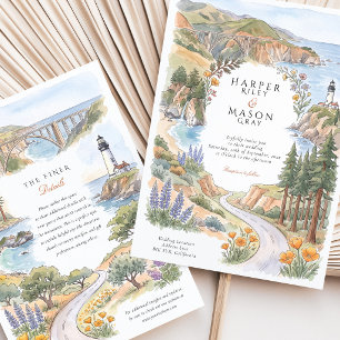 Invitation Grand mariage à Big Sur CA avec le pont de Bixby e