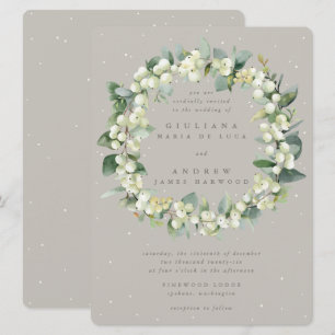 Invitation Grand Mariage de couronnes de canneberge gris+Euca
