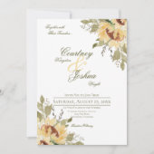 Invitation Grand Mariage de tournesols vert doux rustique (Devant)