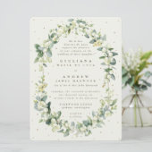 Invitation Grand mariage formel crème Snowberry + Eucalyptus (Debout devant)