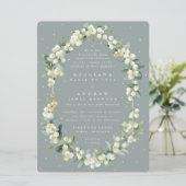 Invitation Grand Mariage Formel Snowberry+Eucalyptus (Debout devant)