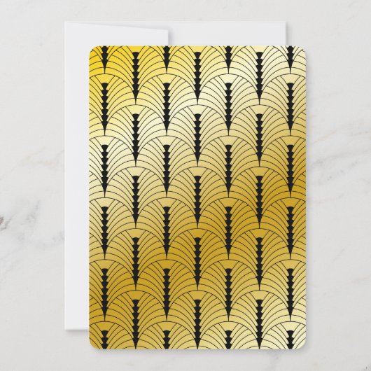 Invitation Grand Mariage Gatsby Ornate Gold & Black Art Déco (Dos)