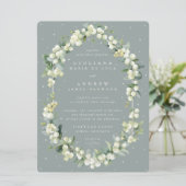 Invitation Grand Mariage Seafoam Green Snowberry + Eucalyptus (Debout devant)