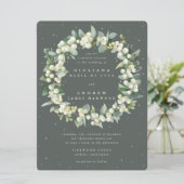 Invitation Grand Mariage vert de neige + Eucalyptus Wreath (Debout devant)