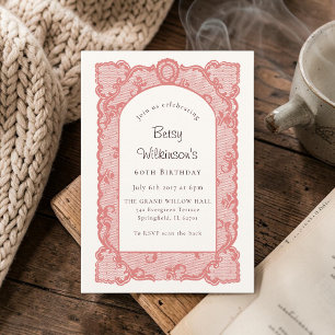 Invitation Grand-mère chic Arche en dentelle Rose Poussiéreus