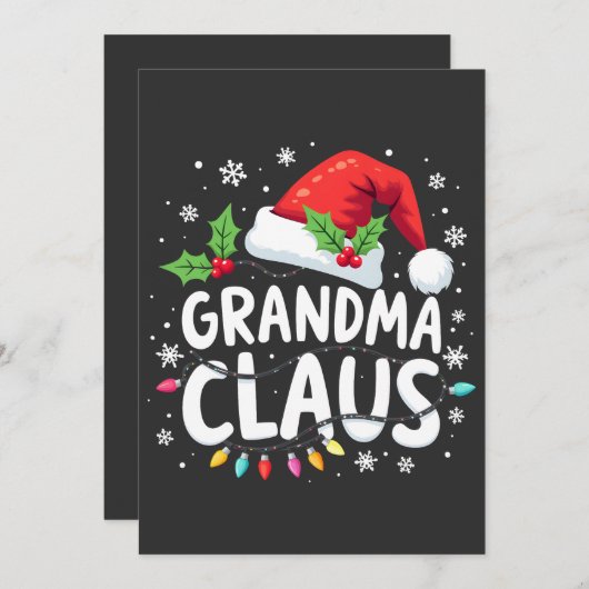 Invitation Grand-mère Claus Noël Family Union (Devant / Derrière)