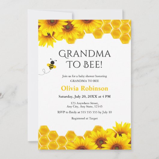 Invitation Grand-mère de l'abeille en nid d'abeille (Devant)