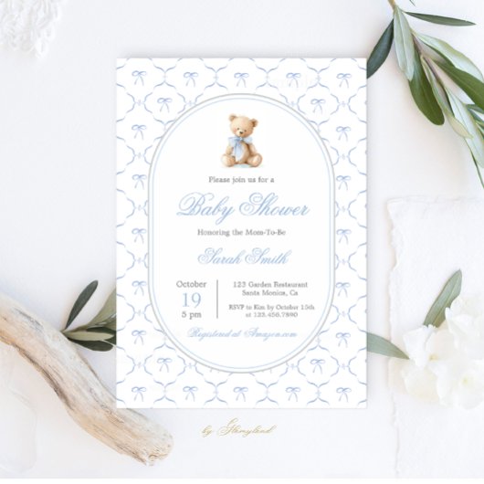 Invitation Grand-millénaire Bow Baby shower garçon