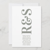 Invitation Grand Monogramme moderne Gras Sage Mariage vert (Devant)