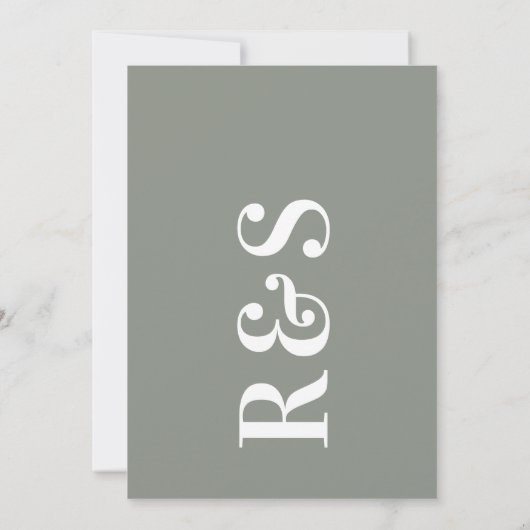 Invitation Grand Monogramme moderne Gras Sage Mariage vert (Dos)