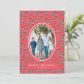 Invitation Grand Motif traditionnel vert et rouge (Debout devant)