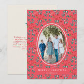 Invitation Grand Motif traditionnel vert et rouge (Devant / Derrière)