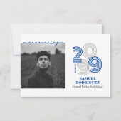 Invitation Grand nombre de Blue Retro Classe de photo (Devant)