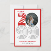 Invitation Grand nombre de Red Retro Graduations Photo (Devant)