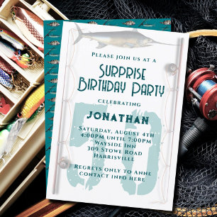 Invitation Grand Nombre Thème Pêche Adulte Fête Homme