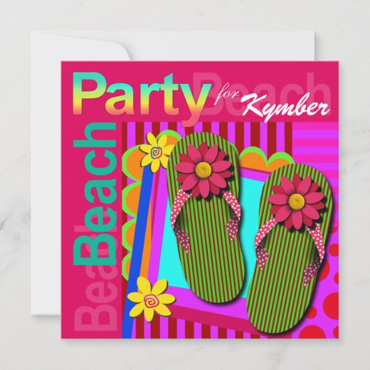 Invitation Grand Nuit Fun Flip Flops - Fête de plage! (Devant)