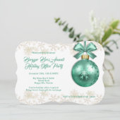 Invitation Grand Ornement Green Noël Fête de bureau (Debout devant)