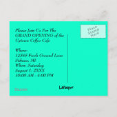 INVITATION GRAND OUVERTURE CAFÉ BOUTIQUE CAFÉ CART (Dos)