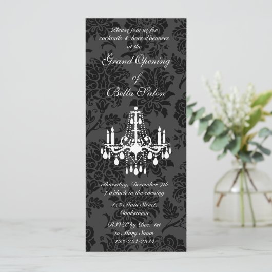 Invitation Grand ouverture Damas victorien (noir) (Debout devant)