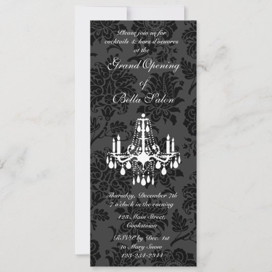 Invitation Grand ouverture Damas victorien (noir) (Devant)