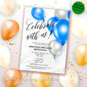Invitation Grand ouverture de coupe du ruban à ballons bleu a