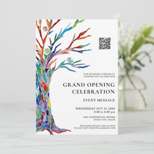 Invitation Grand ouverture du code QR de l'entreprise (Debout devant)