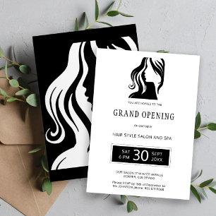 Invitation Grand ouverture du salon de beauté noir blanc
