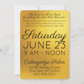 Invitation Grand ouverture d'un salon de beauté aux cheveux d (Dos)