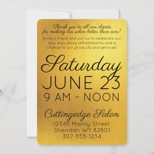 Invitation Grand ouverture d'un salon de beauté aux cheveux d (Dos)