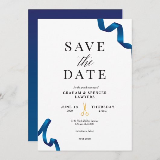 Invitation Grand ouverture Enregistrer la date (Devant / Derrière)