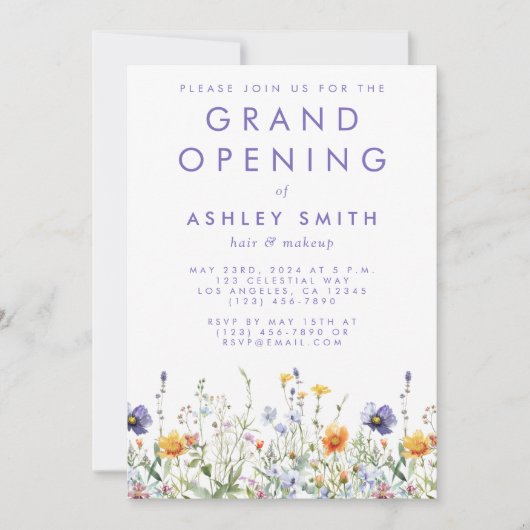 Invitation Grand ouverture fleur sauvage (Devant)