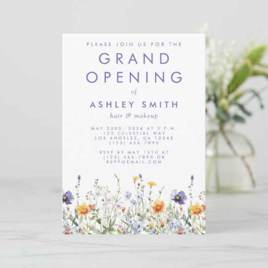 Invitation Grand ouverture fleur sauvage (Debout devant)