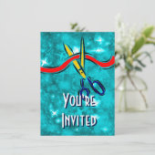 Invitation Grand Ouverture Lancement bleu fête (Debout devant)