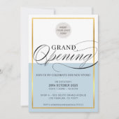 Invitation GRAND OUVERTURE logo d'entreprise moderne or bleu  (Devant)